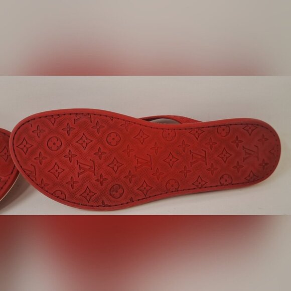 Louis Vuitton LV Logo Red Monogram Flip Flop Sandals Thong Leather 40 EU / 10 US - Picture 10 of 15
